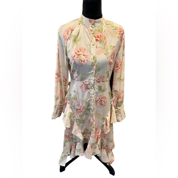 Siru Showroom Floral Button Front Ruffle Dress Women's Size M - Picture 1 of 15